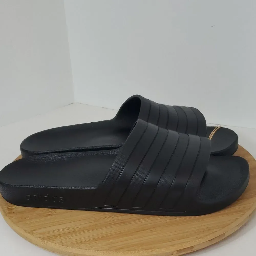 adidas Adilette Aqua Slide Sandals Black Men's 12 Women's 13 NIB